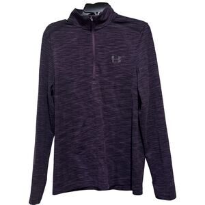 Under Armour Shirt Men Size M Purple 1/4 Zip Fitted HeatGear Running Pullover